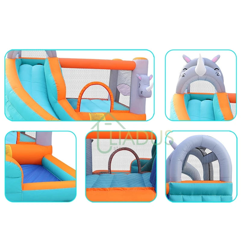 Outdoor Inflatable Castle with Bubble Pool Air Jumping House with Water Slide Bouncy Castle Kid's Party Game Play Bounce House